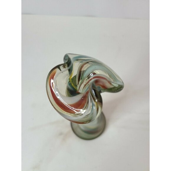 VINTAGE Murano Style Art Glass Vase Ruffle Edges - Picture 2 of 5